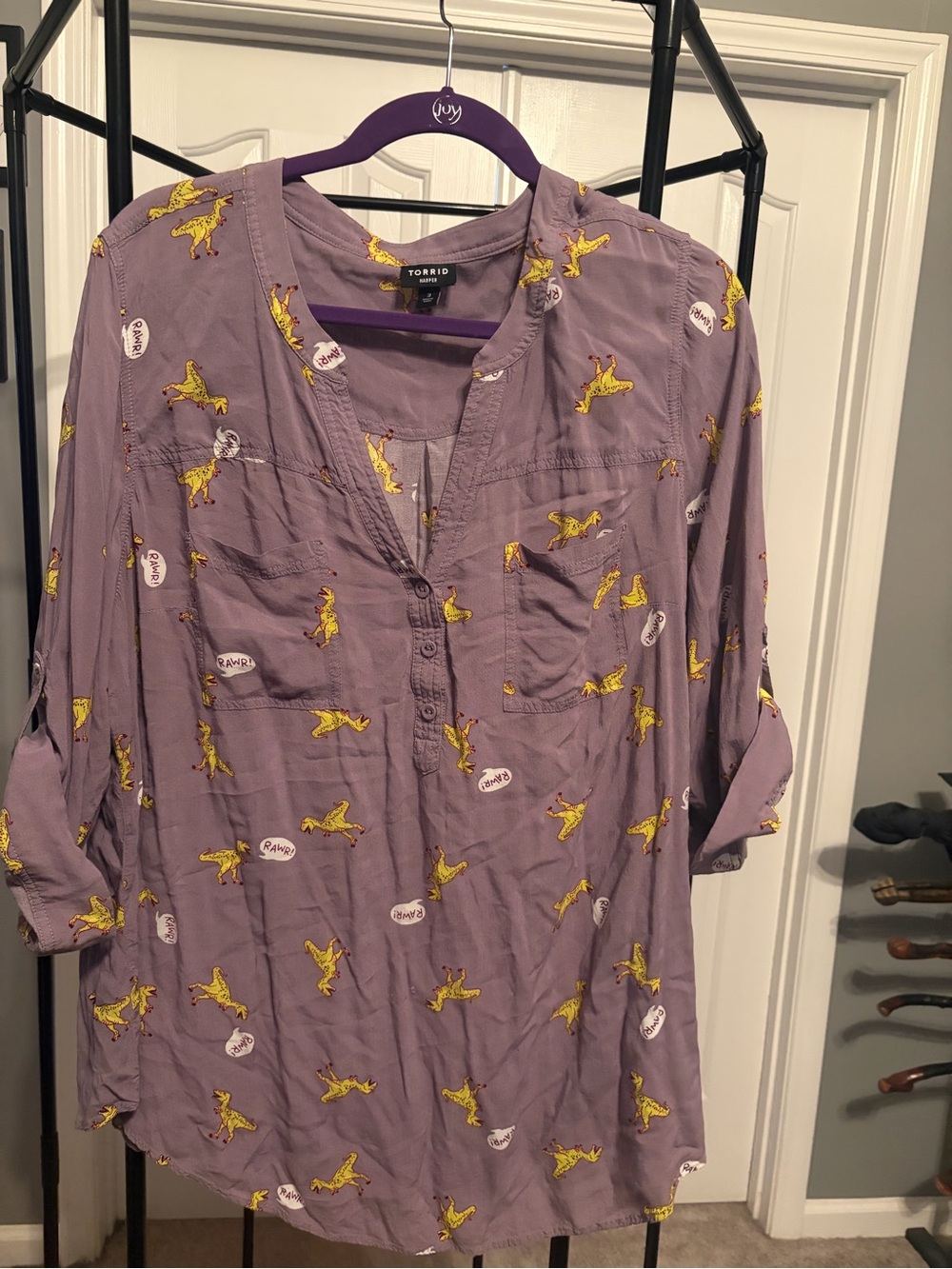 Torrid grey Button-Front Printed Tunic
